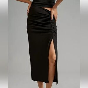 Anthropologie Maya Ruched Side-Slit Skirt